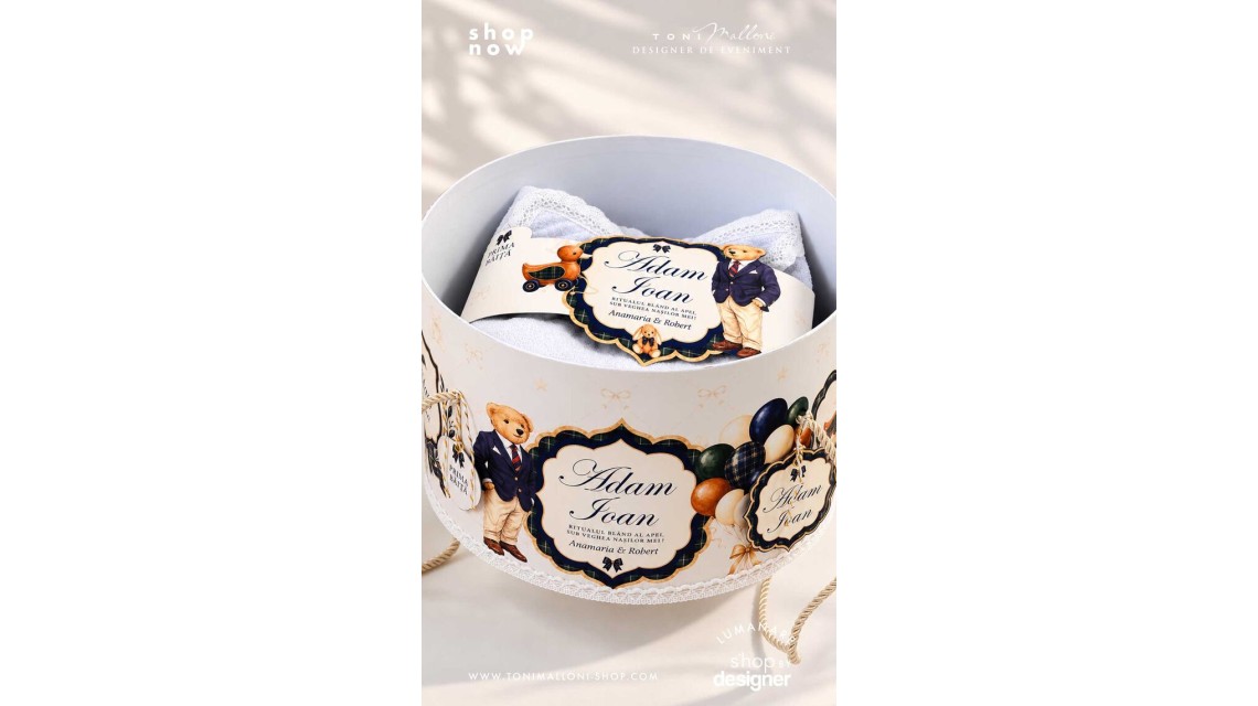 Set Prima Băiță după Botez Băiat – Paddington Bear London, stil Ralph Lauren 1